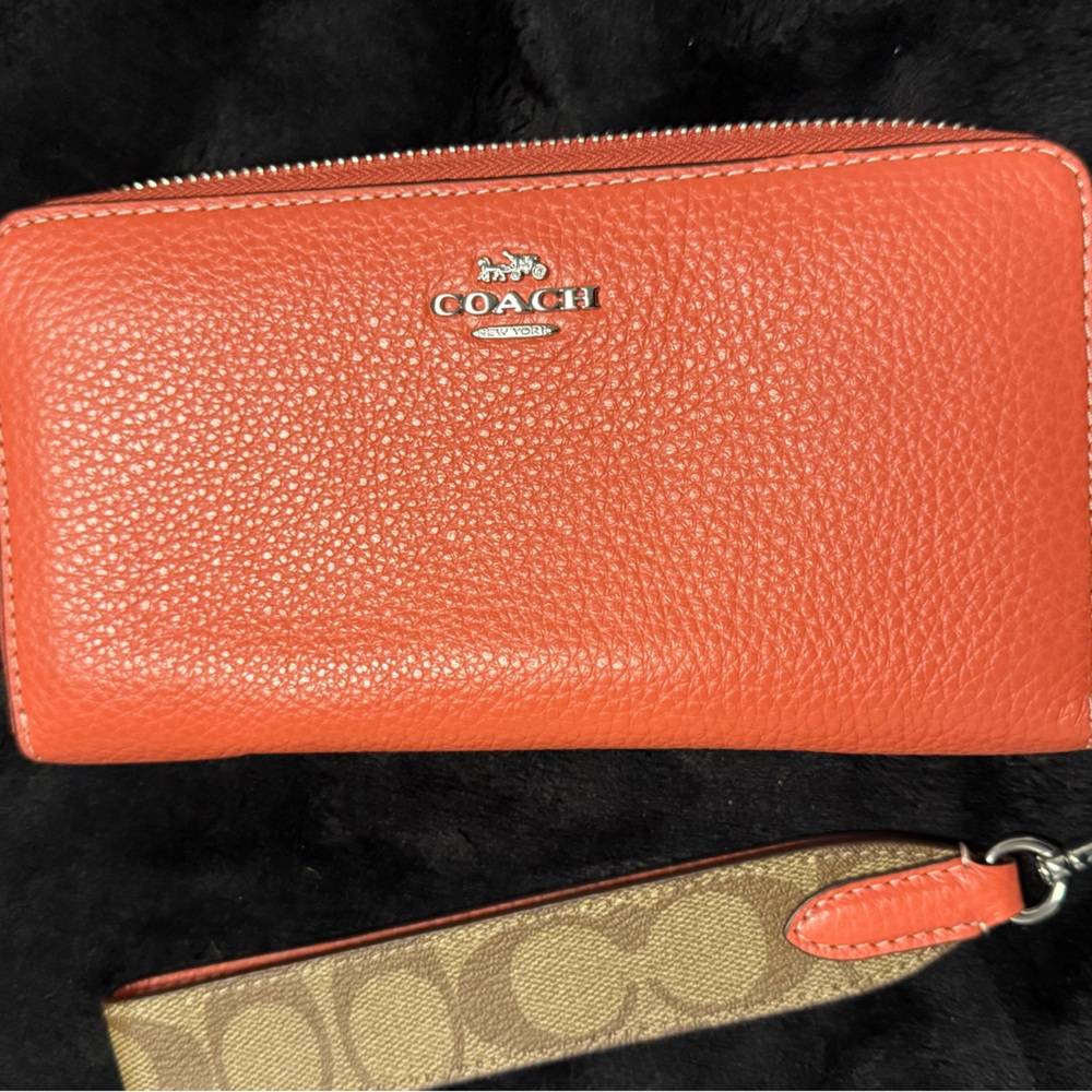Coach long zip around wallet with wrist band